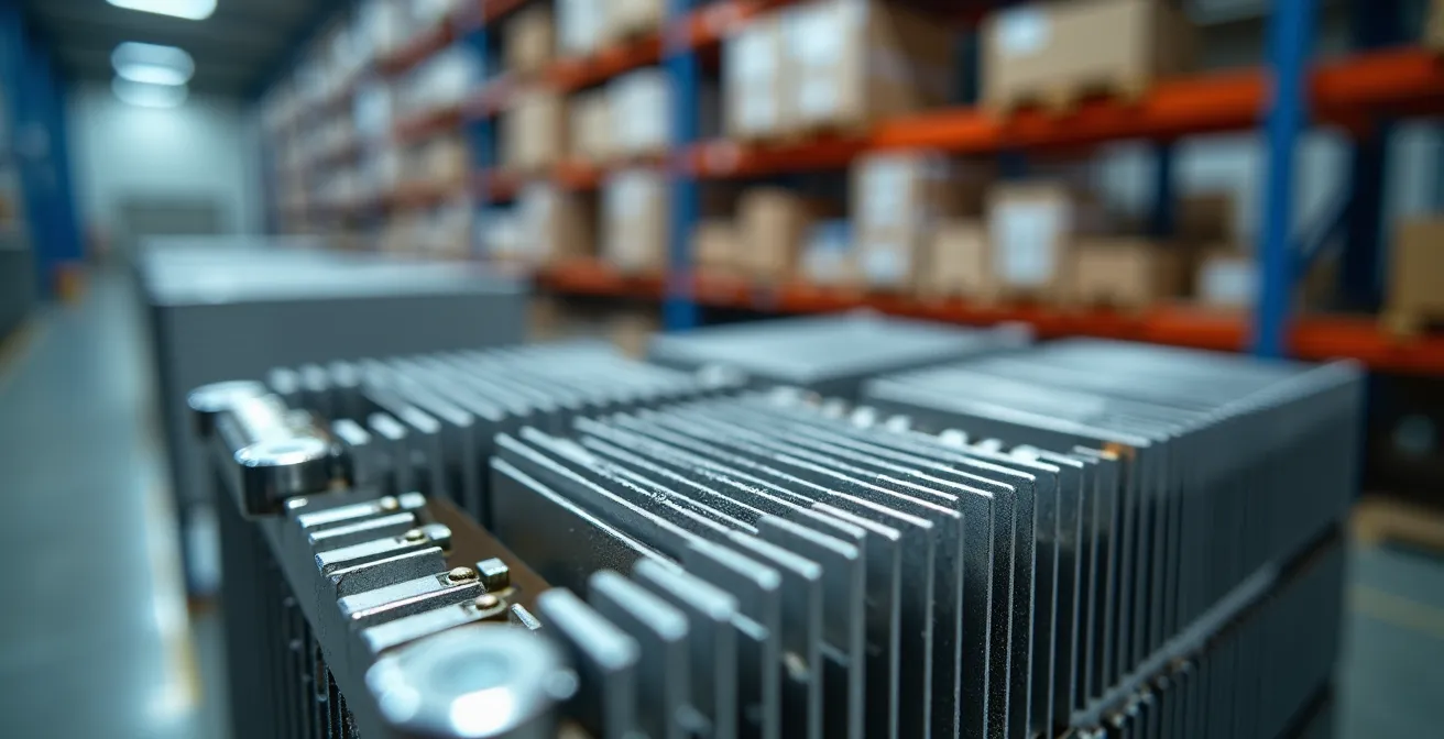 Industrial battery energy storage system installation in warehouse facility