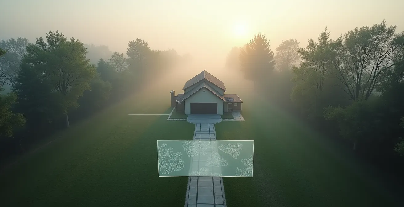 Visual representation of land trust structure protecting real estate ownership privacy