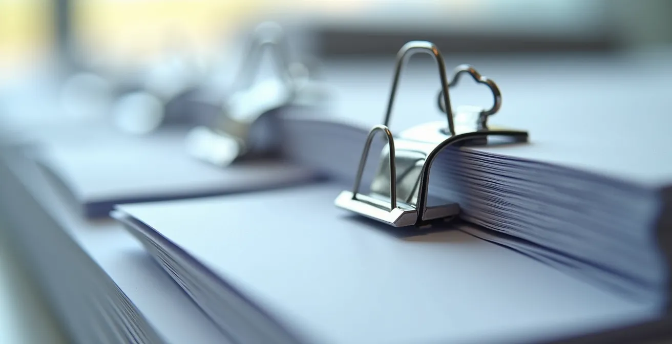 Meticulously organized loan documents and financial statements on a professional desk