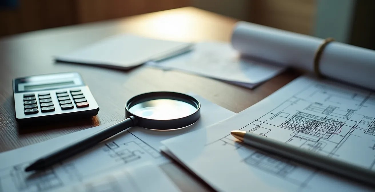 Office desk with city planning documents and maps spread out for analysis