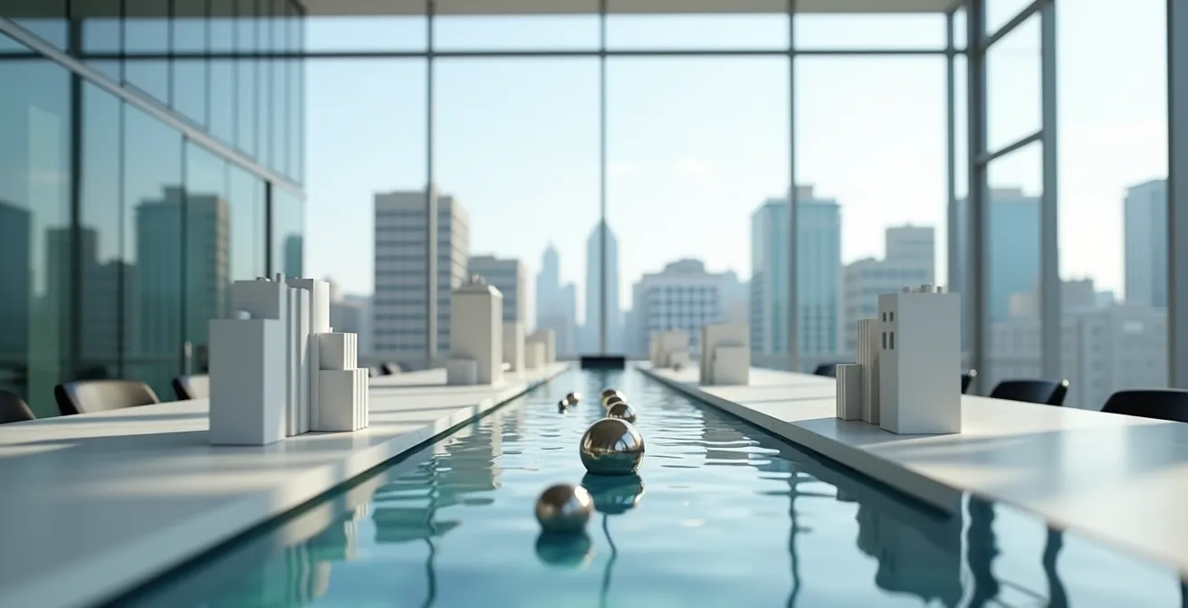 Abstract representation of portfolio rebalancing with physical and liquid assets